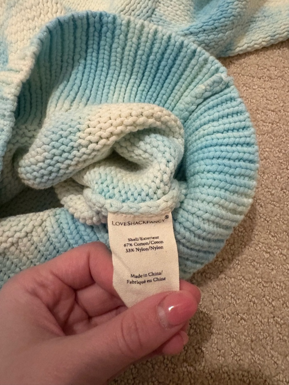 LoveShackFancy Gallatin Pullover Sweater Soft Aqua Hand Dye XS - Picture 5 of 7